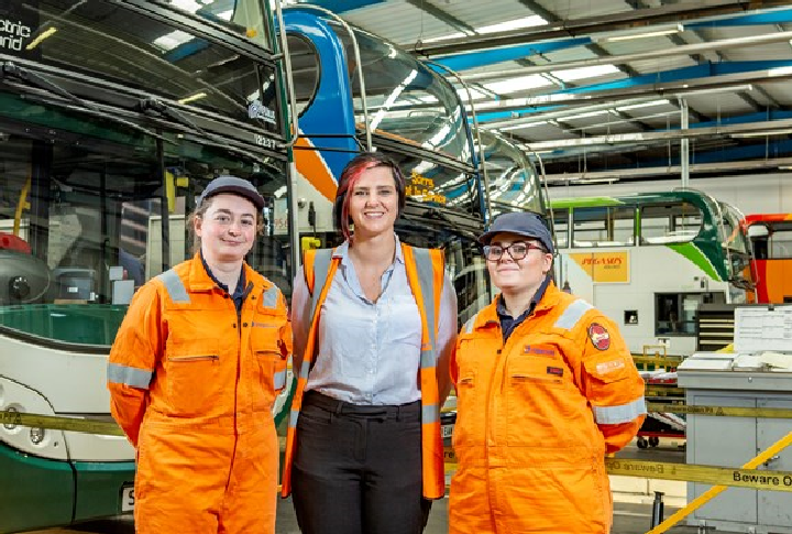 Stagecoach Apprentices (L-R) Sara Shelley from Stagecoach South, Jemma Wood (now Deputy Engineering Manager at Stagecoach in Cambridge) and Jessica Coombes from Stagecoach Manchester.