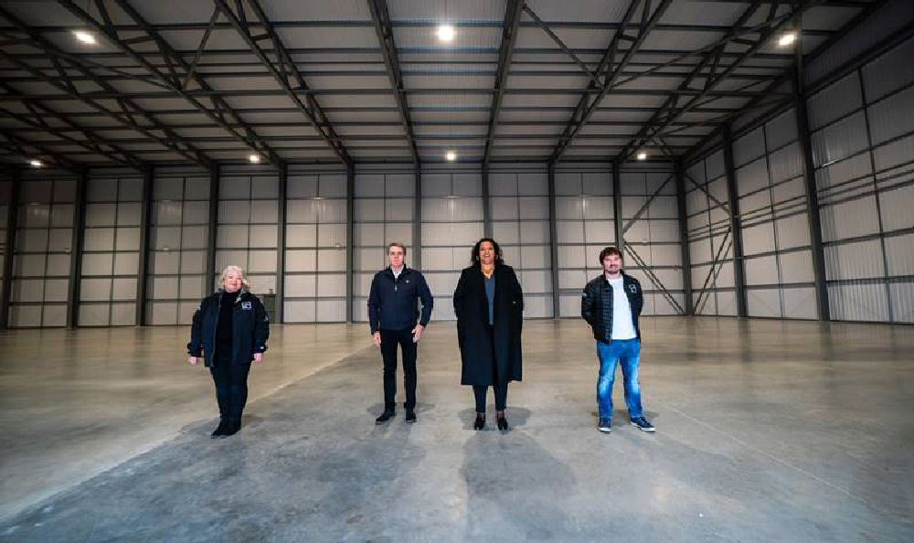 The Depot - Lynn Saunders (LFO), Mayors Rotheram and Anderson and Kevin Bell (LFO) inside 1 of Liverpool's 2 new film studios.