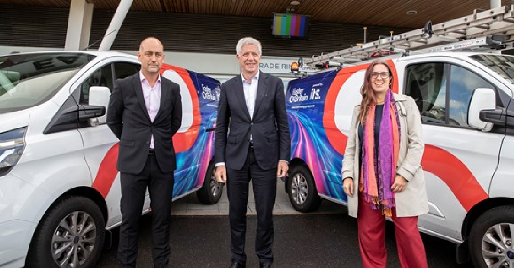 L-R: Daren Baythorpe - CEO of ITS Technology Group, Thierry Bodard, CEO of NGE Concessions and Cllr Laura Robertson-Collins - Liverpool City Region Combined Authority Deputy Portfolio Holder for Digital Connectivity and Inclusion.