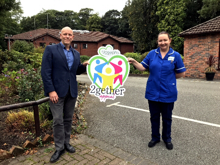 (L-R) St. Josephs Hospice chief executive, Mike Parr, and Hospice nurse, Vicky Sanderson, help to launch the 2gether Appeal.