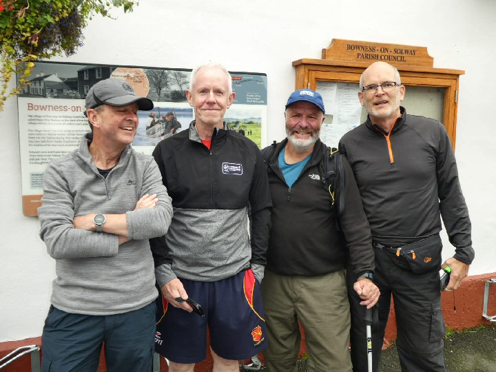 Four friends have completed a gruelling 80-mile coast-to-coast walk across northern England to raise money for a wildlife charity. The “Coastbusters” (from left to right) – David, Phil, Donald and Mike at the start of the walk at Bowness on Solway.