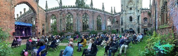 Wide panaramic shot of church showing the seating in daylight - credit David Munn