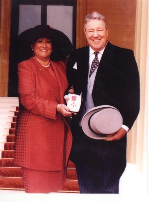 GEOFFREY THOMPSON GETTING HIS OBE WITH HIS WIFE