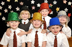 LEARNING TO THINK: Children at St Peter's CP Primary school with their coloured thinking hats.