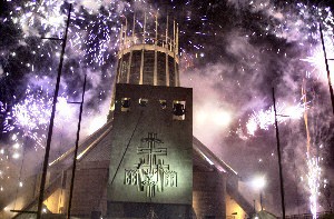 Liverpool Catholic Cathedral light up by 5 Tonnes of fireworks
