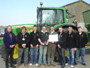 This photo shows (left to right) Myerscough College Lecturers Lance Butters and Laurie Boyle and the winning students Oliver, Matthew, James, Dan, Richard and Alan.