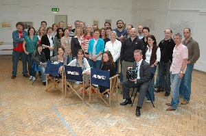 The 12 short-listed filmmaking teams taking part in Digital Departures. Seated are (L-R) Fiona Gasper, Executive Director for Capital of Culture, Lisa Marie Russo, Executive Producer for Digital Departures, Alice Morrison, CEO of Northwest Vision + Media, and Councillor Warren Bradley, Leader of Liverpool City Council.