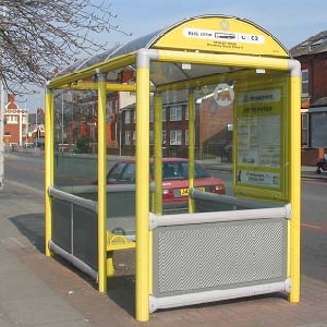 Substantially enclosed bus shelters  shelters with a roof with doors or openings less than half of the total area of the walls (see picture 1). Signs will be displayed for the public.