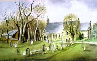 This painting is from an original watercolour by John H White of St Lukes Churck, Formby, Merseyside.