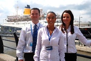 Turning the tide against unemployment  (from left) Mark Harvey, of Nationwide Site Security, Beverley Jones, who has started working for the company at the Port of Liverpool, and Jane Marten, of Pertemps People Development Group.