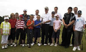 The winner, 11 runners-up and Formby Hall PGA golf instructors. From L-R; Hannah Evans, William McCarthy, Oliver Bennett, Adam Clarke, Graham Sutcliffe, Luke Raybone, Matthew Kemp, Alan (PGA pro), Oliver Clarke (winner), Bill (PGA pro), James Stuart, Matthew Chilman (PGA pro), Isobelle Fitzimmons, Jack Thomas, Mark Williams (PGA pro) and Ben Findley.  