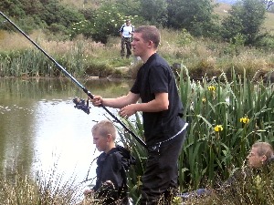 Sonny Allison, Kirk Otoole and Steve Chesters enjoy a fishing day trip to Lloyds Fisheries in Cheshire.