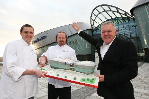 L-R - Sous Chef, Darren Ebden and Head Chef, Steve McCabe from Heathcotes ACC Liverpool and Chief Executive Bob Prattey