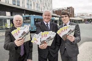 Cllr Tommy Fearns, Cllr Mark Dowd and Matt Bell launch the newly named Liverpool ONE Bus Station.