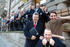 17 of the 19 Merseytravel officers who took part in this years Movember foundation campaign