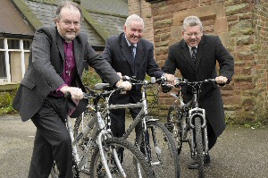 Picture caption left to right � Bishop of Liverpool James Jones, Councillor Mark Dowd and Neil Scales