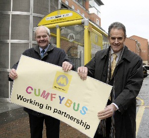 Left to right - Marshall Vickers, Cumfybus Managing Director and Allan Stilwell, Merseytravels Director of Integrated Transport.