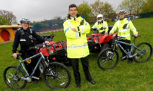 Inspector Stuart Quirk, Constable Shaun Brady (on quad bikes)  PCS &TO's  Laura  Byrne and Debbie Pritchard