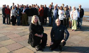 The  group at Crosby beach with Julia Fahey of Southport Tourism and Steve Reed of Steve Reed Tourism in the foreground. 