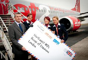 (Left to right) Paul Rankin, Blackpool's Airport Director, with Jet2.com cabin crew Rachael Atkinson-Eve, Carla Rainford and Michelle Baguley. 