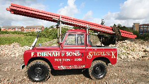 Freds iconic Landrover complete with ladders. (photo courtesy of Alastair Brown)