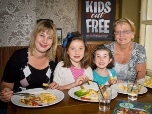 Lisa, Lucy, Martha and Joan Bradshaw pop in for lunch before a trip to the dentist