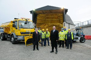 (foreground) L-R: Neil Scales, Chief Executive Merseytravel and Councillor Mark Dowd, Chair of Merseytravel, with Merseytravel staff.