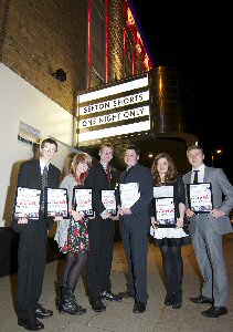 Picture shows the winners outside Plaza Community Cinema with their awards: (left to right) Leo Hendrikse, Faye Valentine, Kyle Bignell, Paul Allen, Hannah Troughton and Dan Cannon.