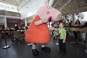 Peter Cannon, 3, from Prenton, is pictured meeting Peppa.