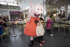Mia Upton, 3, from Birkenhead meets Peppa Pig