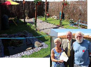Mia Hodkinson�s and Emma Chapmans� winning garden. Bottom right Emma�s grandmother collects Mia�s prize.