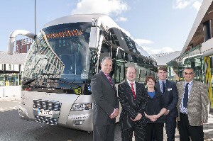 Alan Stilwell, Merseytravel Director of Integrated Transport, Cllr Liam Robinson, Chair of Merseytravel, ,Phillipa Kirby-Girdlestone, Regional Manager Confederation of Passenger Transport, Matt Bell, Business and Customer Service Director, Liverpool One and Neil McMurdy North West Coach Commissioner, Confederation of Passenger Transport.
