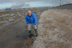 Standing on the dividing line between Golden Sands and mud Cllr Tony Crabtree says do we want to build sand castles or mud pies on Southport beach"