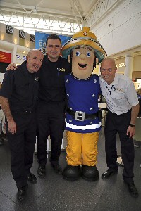 07: Fireman Sam meets Merseyside firefighters, Bert Parry, Mike Buratti and Danny Tyrrell. 