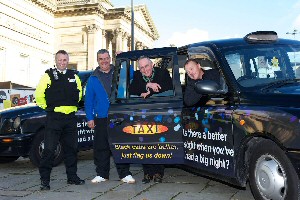 picture shows Councillor Munby(second from right) with licensing officer Stuart Seeley and taxi trade representatives Mark Quinn and Terry Stockton.