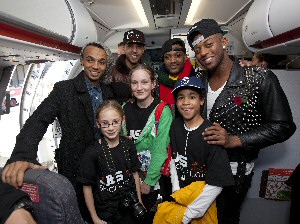 JLS with fans onboard the special flight