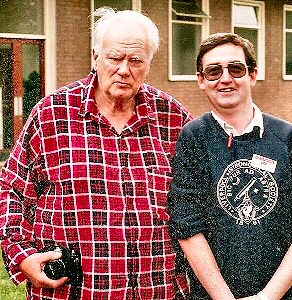 Gerard Gilligan with Sir Patrick Moore, taken at an astronomy meeting in Birmingham in summer 1993.