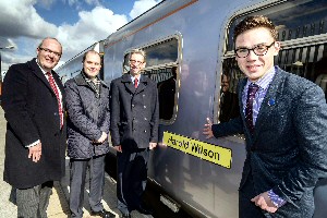 L-R - Mike Roe, Cllr Liam Robinson, George Howarth MP for Knowsley and George Wilkinson, Head Boy, Wirral Grammar School.