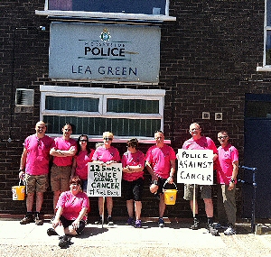 The walkers call into one of the Academy bases at Lea Green station in St Helens. 