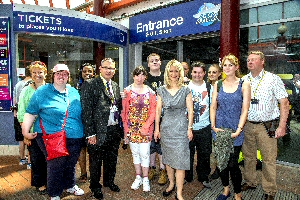 Esther McVey and  Cllr Gordon Friel with Mencap Liverpool visitors and Merseylearn officers.