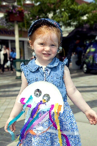 Pictured is Emily Mealor with her handmade jellyfish