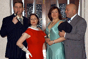 From left to right:- Sebastian Farrell as Victor; Jane Rigby as Amanda; Judianne Fisher as Sybil; Phillip Wade as Elliot