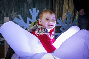 George Johnson enjoying all aspects of the multi-sensory Santas grotto.