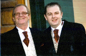 Lee Bishop-Hunter with his dad Joe Bishop, at Lee's wedding in 2008.