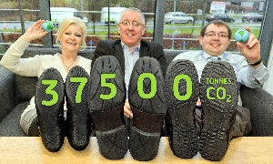First Ark’s Sandra Mallom, Anthony Jarvis and Liam Doyle put their best feet forward to show how they are helping cut Knowsley’s carbon footprint.