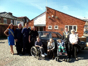 SAM_0998: Dale and his team were waved off by Mrs Galaxy UK and the Mayor and Mayoress of Wirral as they departed from the Stick n Step centre in Wallasey.