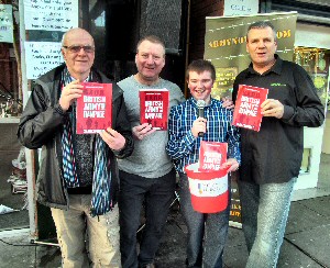 Left to right:- David Richardson, Tony Higginson (Books shop owner), Scott Harrison (DJ) and Sean Connolly (Author).