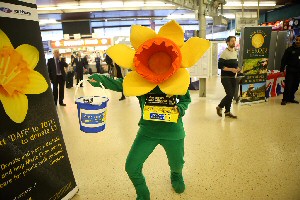 The Northern Rail team at Leeds station collecting for the Great Daffodil Appeal 
