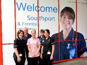 Picture shows, left to right, Jackie Brunton (Matron, Ambulatory Care), Phil Lawrenson (Lead, Pre-operative Practitioner), Cassandra Garner (Healthcare Assistant, General Outpatients), Steph Wick (Senior Sister, General Outpatients) and Emma Jeanrenaud (Assistant Matron, Ambulatory Care).