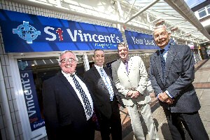 Pictured from left to right at the new store are, from left to right, Matt Campbell, SVP Director of Communities project, Derek Millar, Commercial Director for Pyramids Shopping Centre, David Foster, SVP Locality Manager and Frank Field MP.
